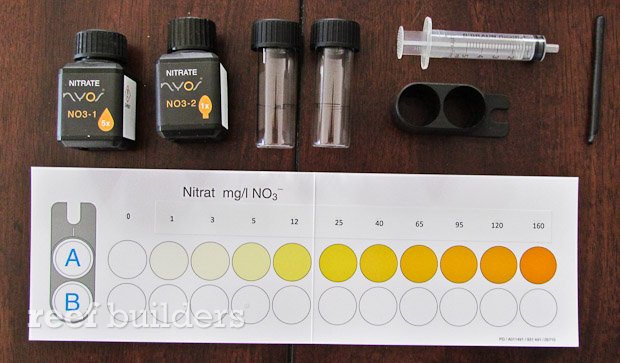 Nyos Nitrate test kit has easily read scale and takes only two