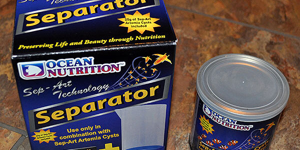 Ocean Nutrition Europe's Sep-Art Separater (left) and a large canister of Sep-Art eggs (right).