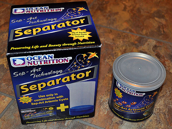 Ocean Nutrition Europe's Sep-Art Separater (left) and a large canister of Sep-Art eggs (right).