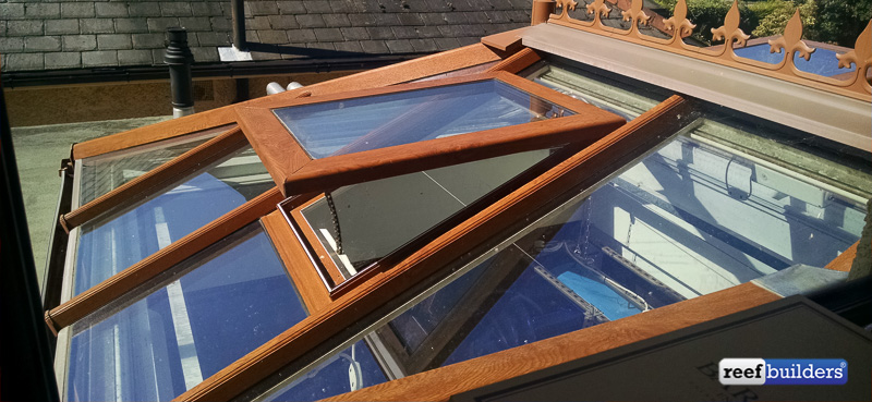 Here is the skylight and the automatic openers that allow sunlight in and for heat to escape 