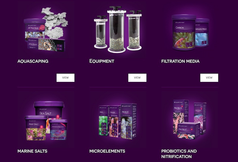 A sampling of the many products in the Aquaforest catalog