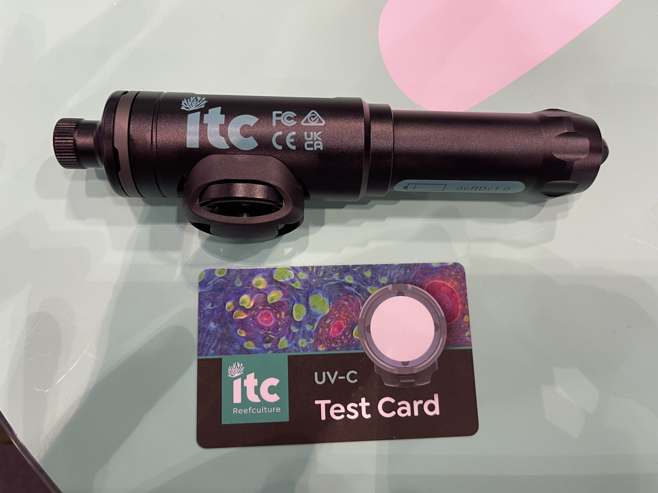 Reef Delete and UV-C test card, aqua trade show 2021