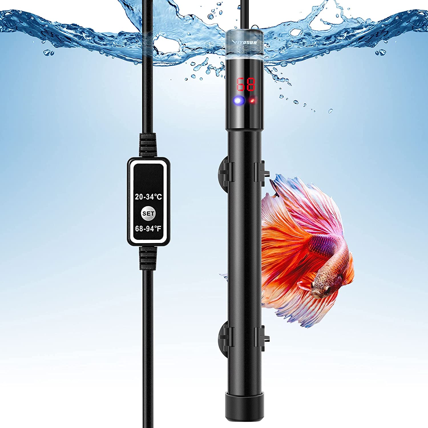 INKBIRD Titanium Aquarium Heater for Freshwater or Saltwater Tanks 300W  Submersible Fish Tank Heater with Smart IC Chip andWaterproof LCD Screen  Adjustable Heating Temperature 68℉-94℉(20°C-34°C) : : Pet Supplies