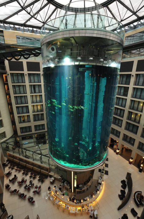 One million-liter cylinder aquarium bursts in Berlin