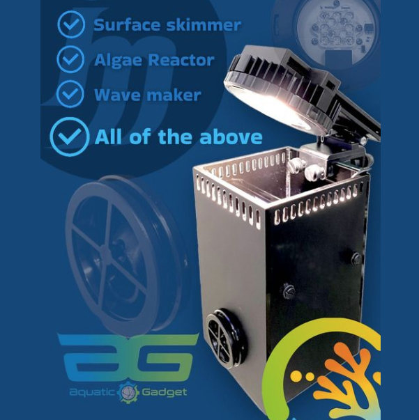 Aquatic Gadget is Surface Skimmer, Algae Reactor, and Wavemaker in one, Reef Builders