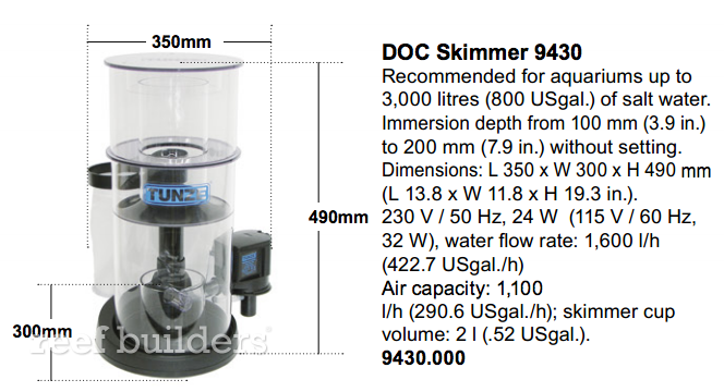 Tunze DOC Skimmer 9430 DC, Tunze protein skimmers